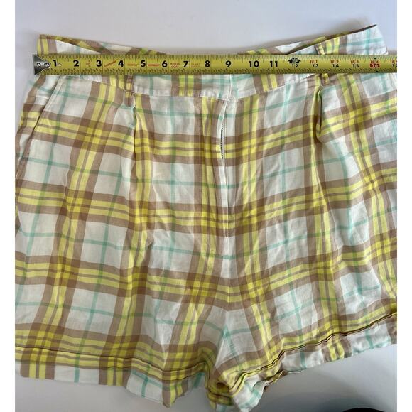 Rag & Bone Yellow Ivy Plaid High-Waisted Retro Cotton Shorts Size 2 - Picture 5 of 8